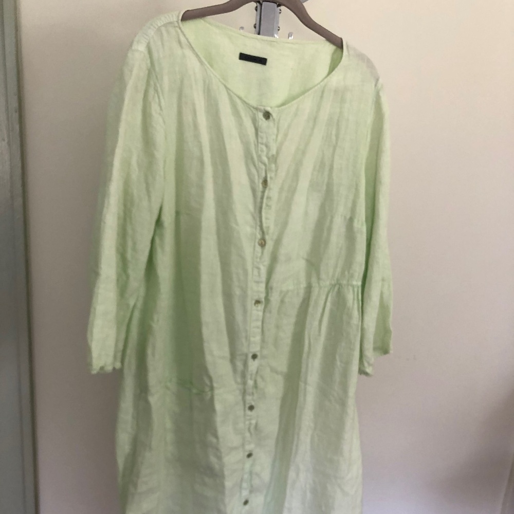 Oska Lime Green Linen Blouse Jacket Tunic
